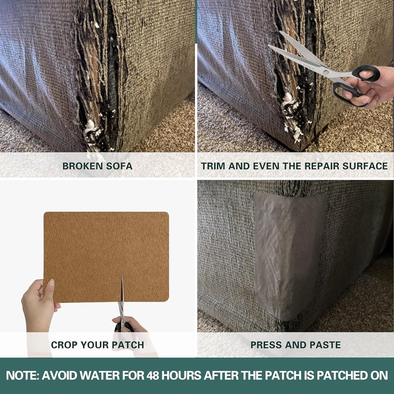 Azobur Couch Patch Repair Fabric,Microfiber Fabric, Self-Adhesive, for Sofa Repair and Upholstery, 2 Pieces, 9.5 x 11 inches (Brown) - Image 4